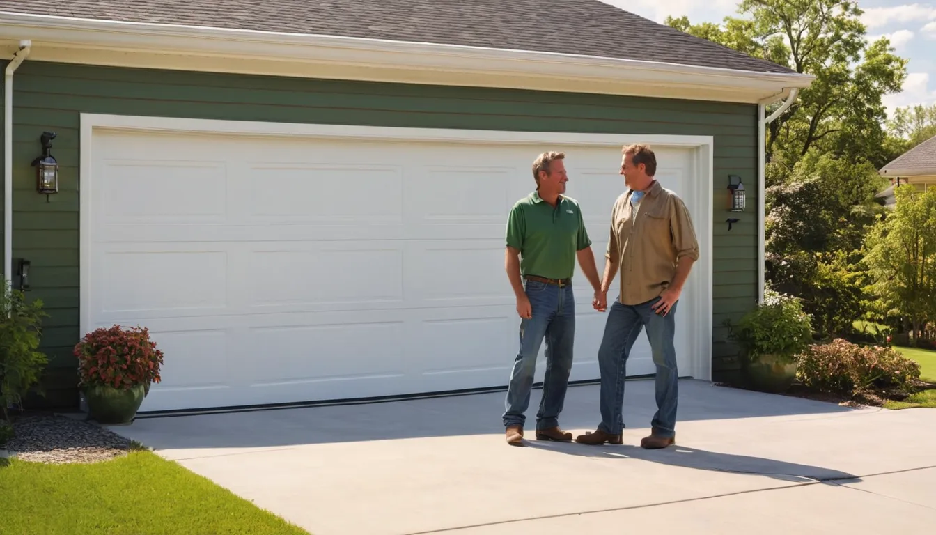 A newly installed garage door on a brick ranch home in the Lancaster area