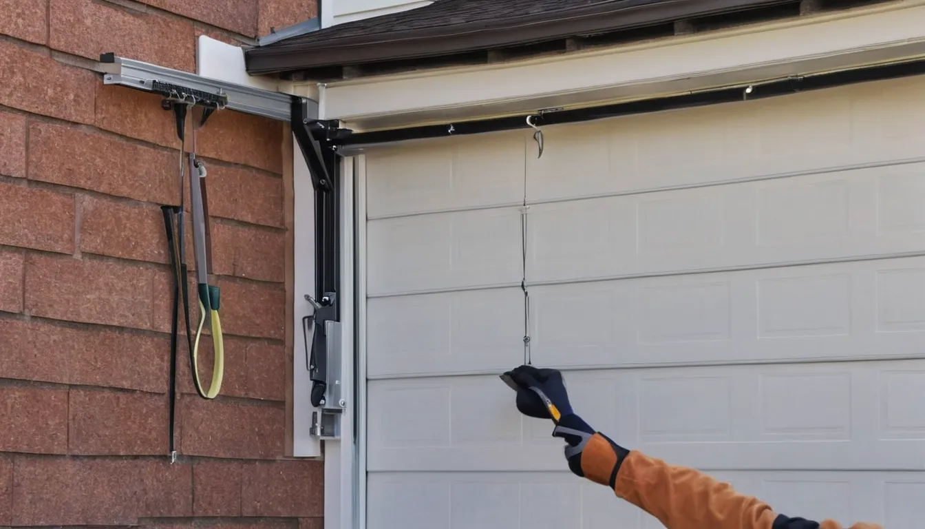 Garage door provider adjusting a new torsion spring above a home garage door in Lancaster