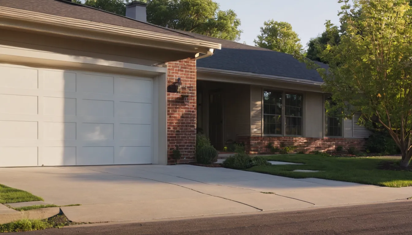 A residential garage door being inspected on a home in Lancaster